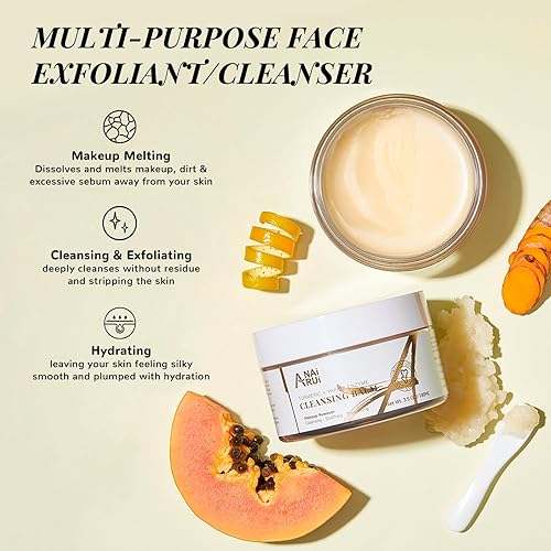 Miniatura 2 de ANAI RUI Bálsamo limpiador, bálsamo removedor de maquillaje de cúrcuma, exfoliante facial para derretir maquillaje, bálsamo limpiador de aceite,