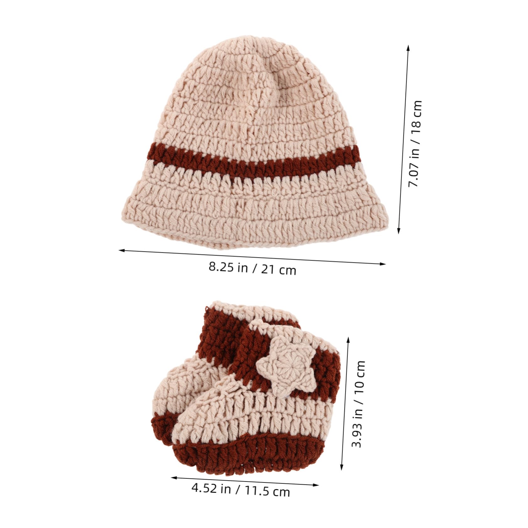 5 Juegos Conjunto Artesanal para Recién Nacido con Gorro y Calcetines de Punto Beige Vaquero para Sesiones Fotográficas y Transpirable para Bebés y de Shower