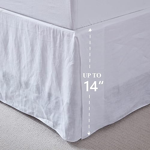 Miniatura 9 de Simple&Opulence Falda de cama de lino belga con volantes clásicos de 14 pulgadas, fácil ajuste, transpirable, lino natural de alta calidad, lino