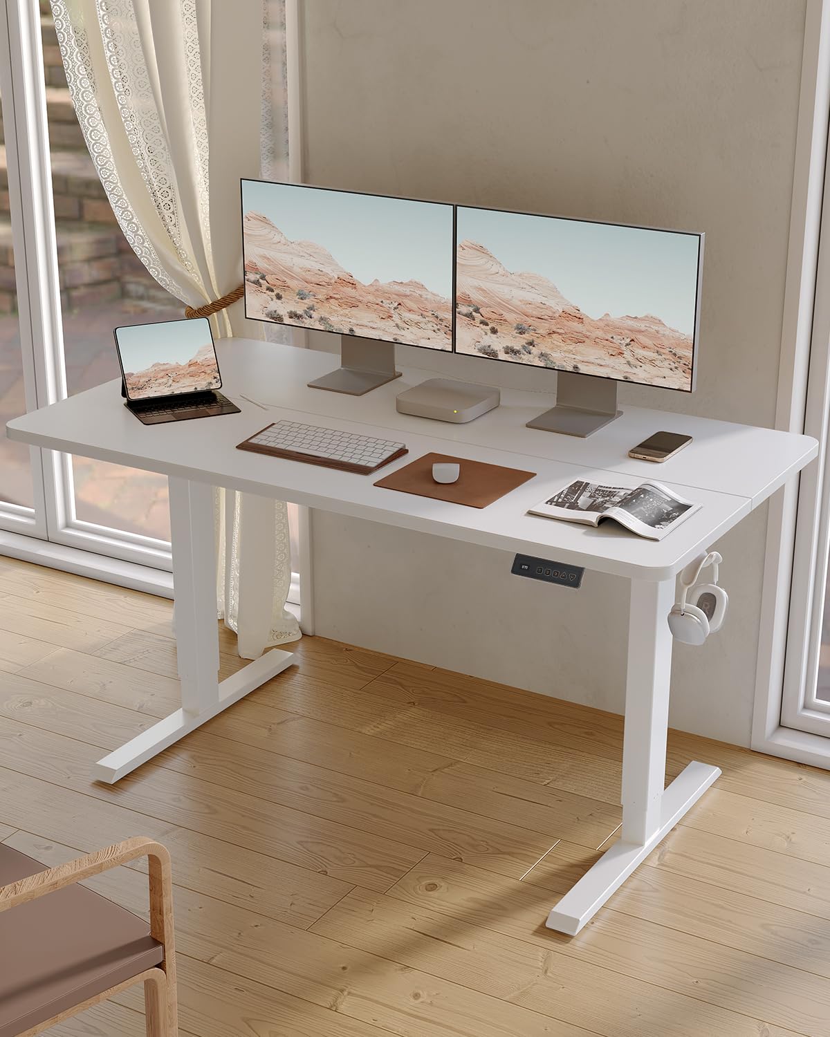 Amazon | FEZIBO 電動 昇降式デスク スタンディングデスク 幅120cm