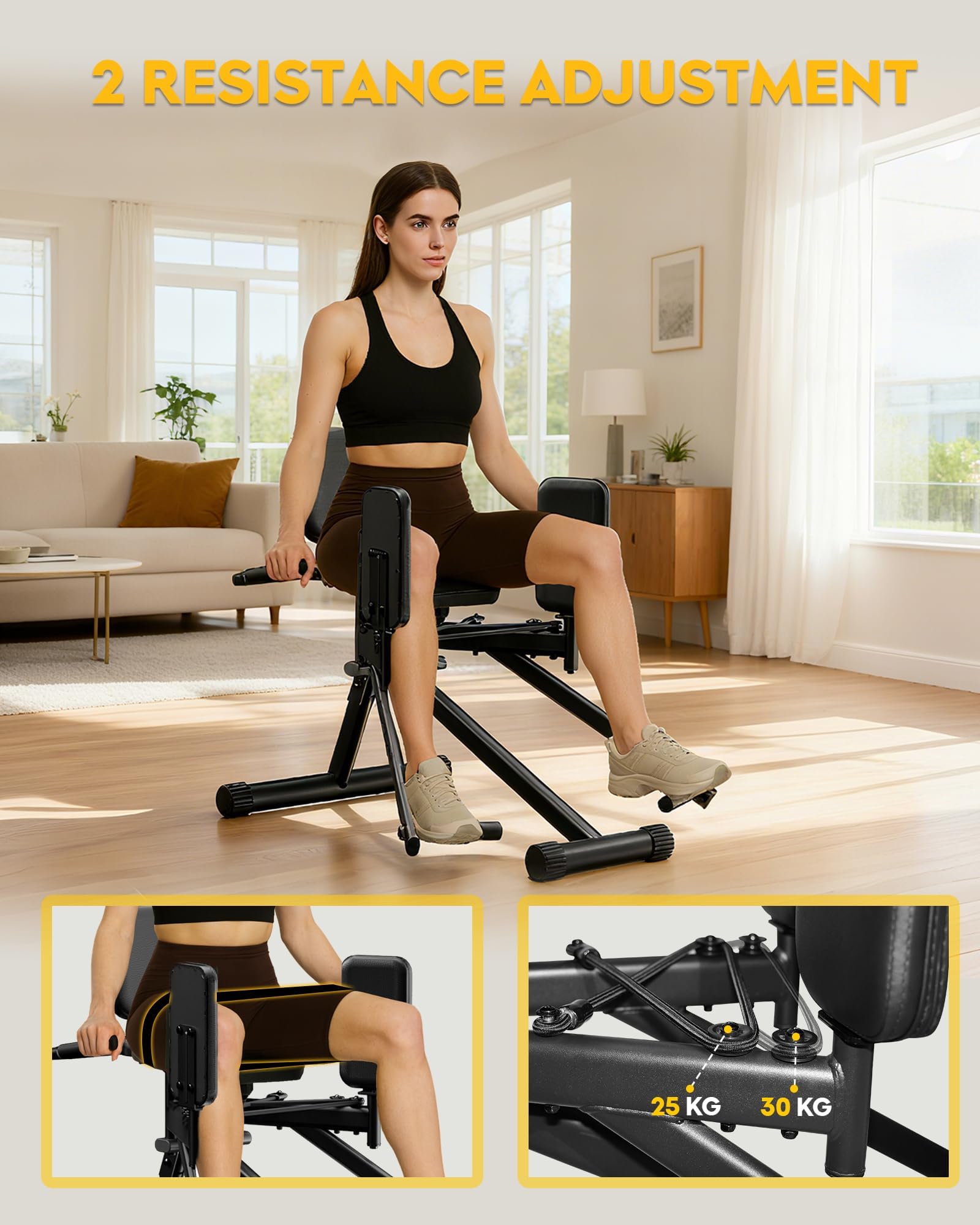 GuuG Po Trainer Oberschenkel Trainingsgerät: Abduktoren Gerät für Zuhause Oberschenkeltrainer Beintrainer Hüfttrainer Bein Hip Hüfte Thigh Muskelaufbau Hip Abduction Glute Machine Schwarz