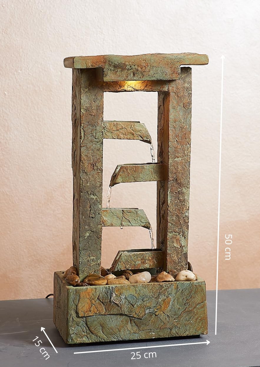 Fontana Zen in Pietra Essenza – Fontana Decorativa da Interno con Cascata d’Acqua Rilassante, Ideale per Casa, Ufficio e Meditazione (Essenza)