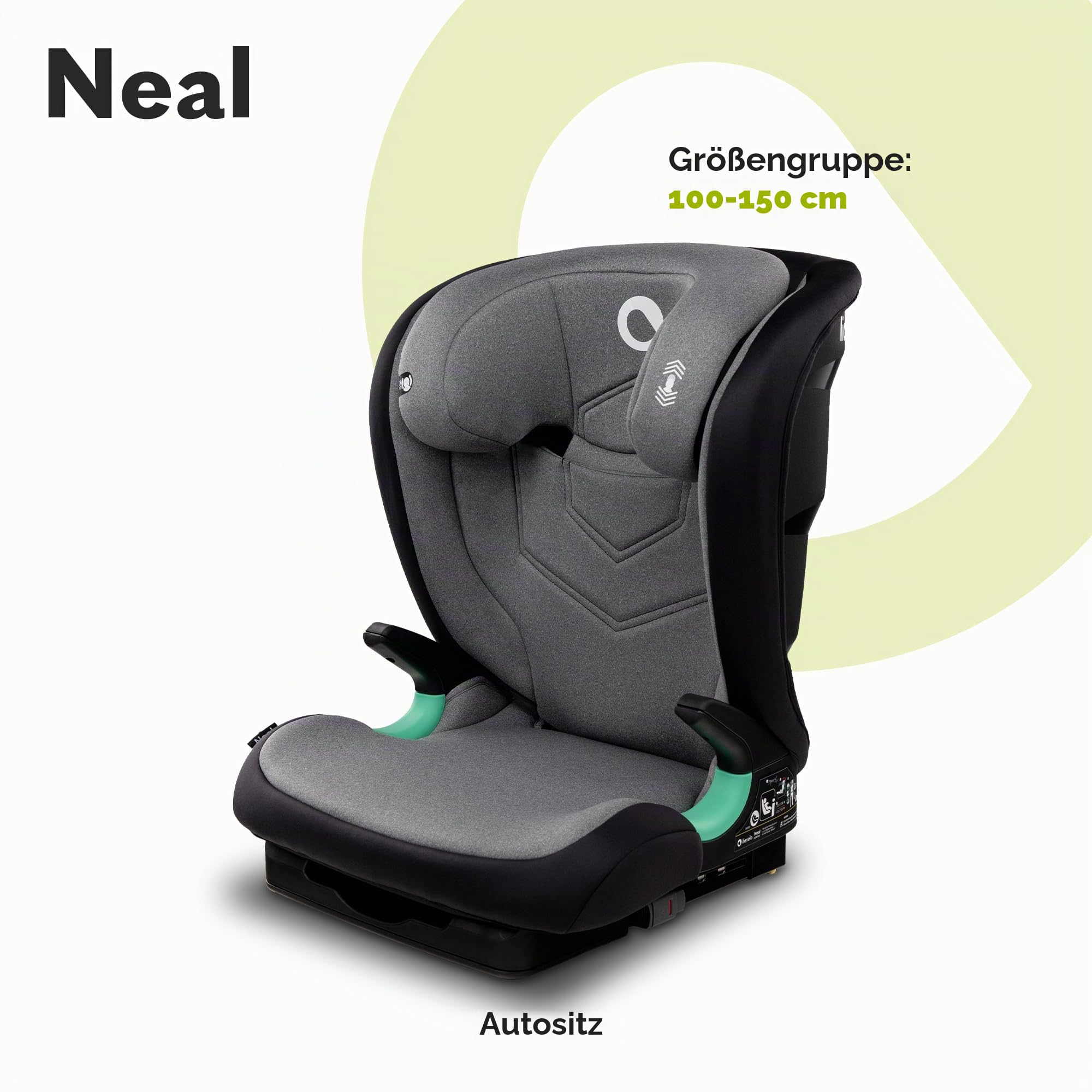 LIONELO Neal Kindersitz 15-36kg, Isofix, Seitenprotektoren, Kennzeichnung | i-Size, 3-fach verstellbare Rückenlehne, Höhenverstellbare Kopfstütze, Belüftungssystem