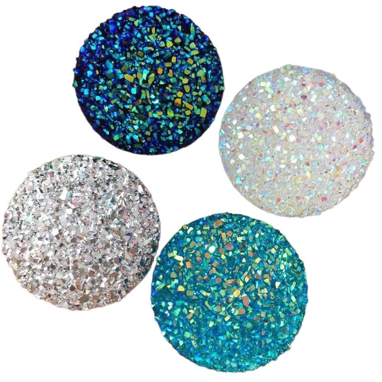 bottoni, Confezione da 8 bottoni in resina, strass rotondi con retro piatto, 30 mm, multicolore, for artigianato fai te(Mixed)