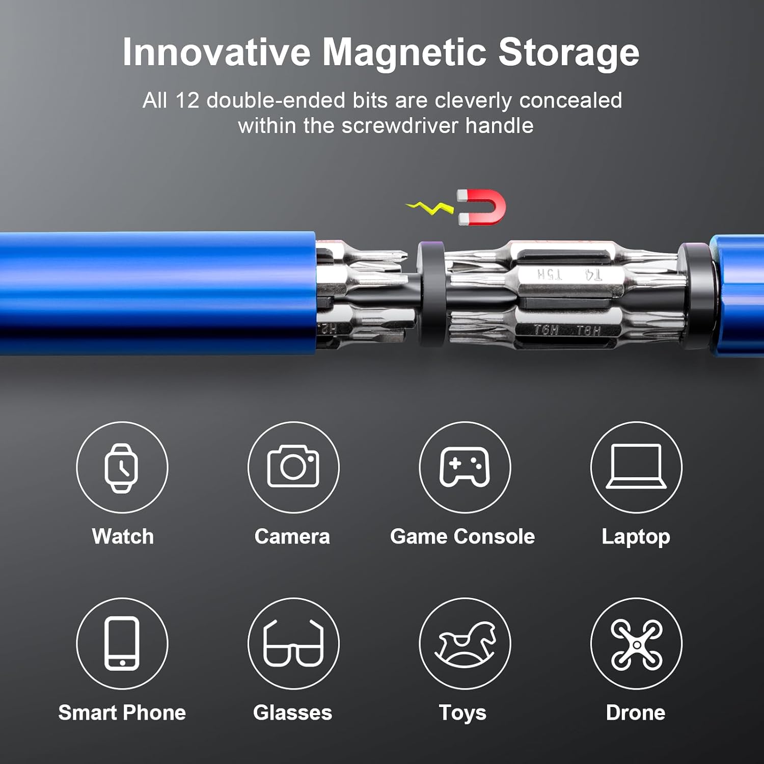 24-in-1 Precision Screwdriver Set, Magnetic Multi Bit Mini Screwdriver Set, Pen Style Repair Tool Kit for Eyeglass, Watch, Computer, Jewelry, Laptop, Phone and Electronic (Blue)