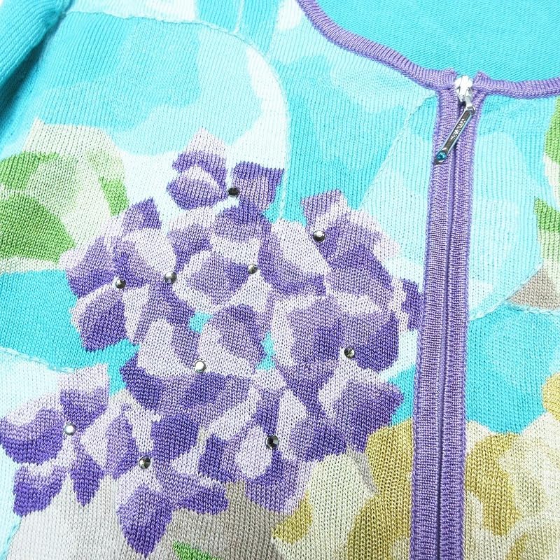 LEONARD レオナール 花柄 フラワー ジップ カーディガン 40