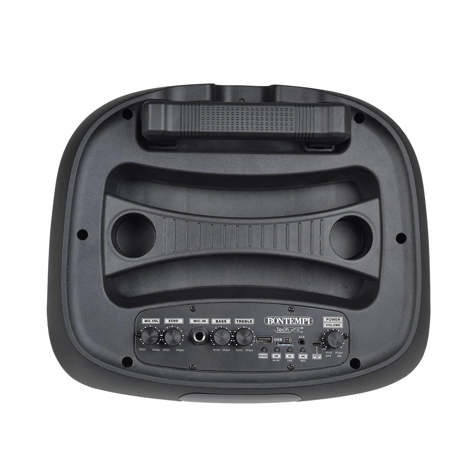 Bontempi | Cassa Trolley Acustica Wireless con 2 Microfoni Senza Filo, Luci RGB, Telecomando, Display, Funzione TWS, 48x29x24 cm