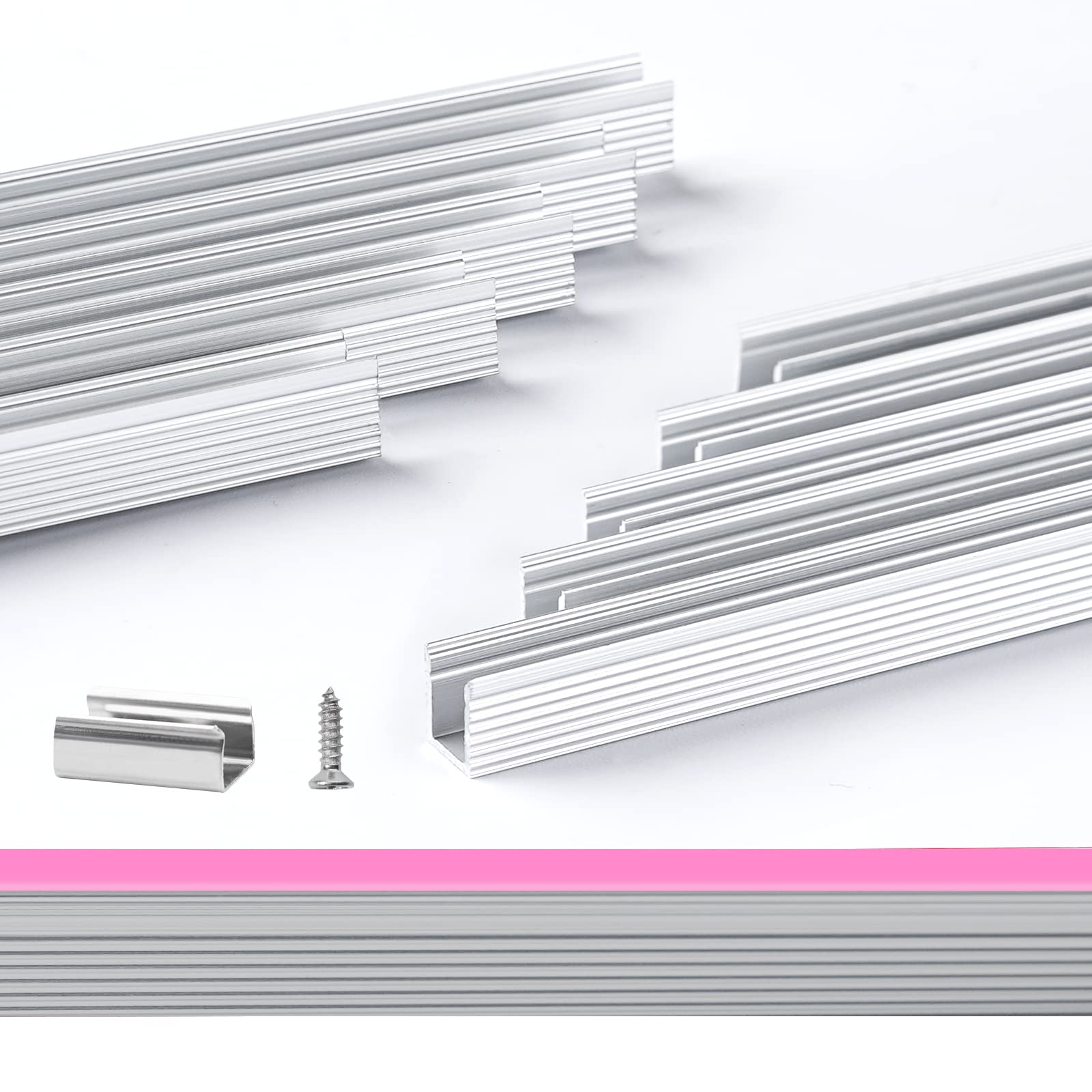 Shine Decor 3.3FT/1M Aluminum Channel Track Mounting Bracket, for 6x12mm LED Silicone Neon Strip Lights, Pack of 10