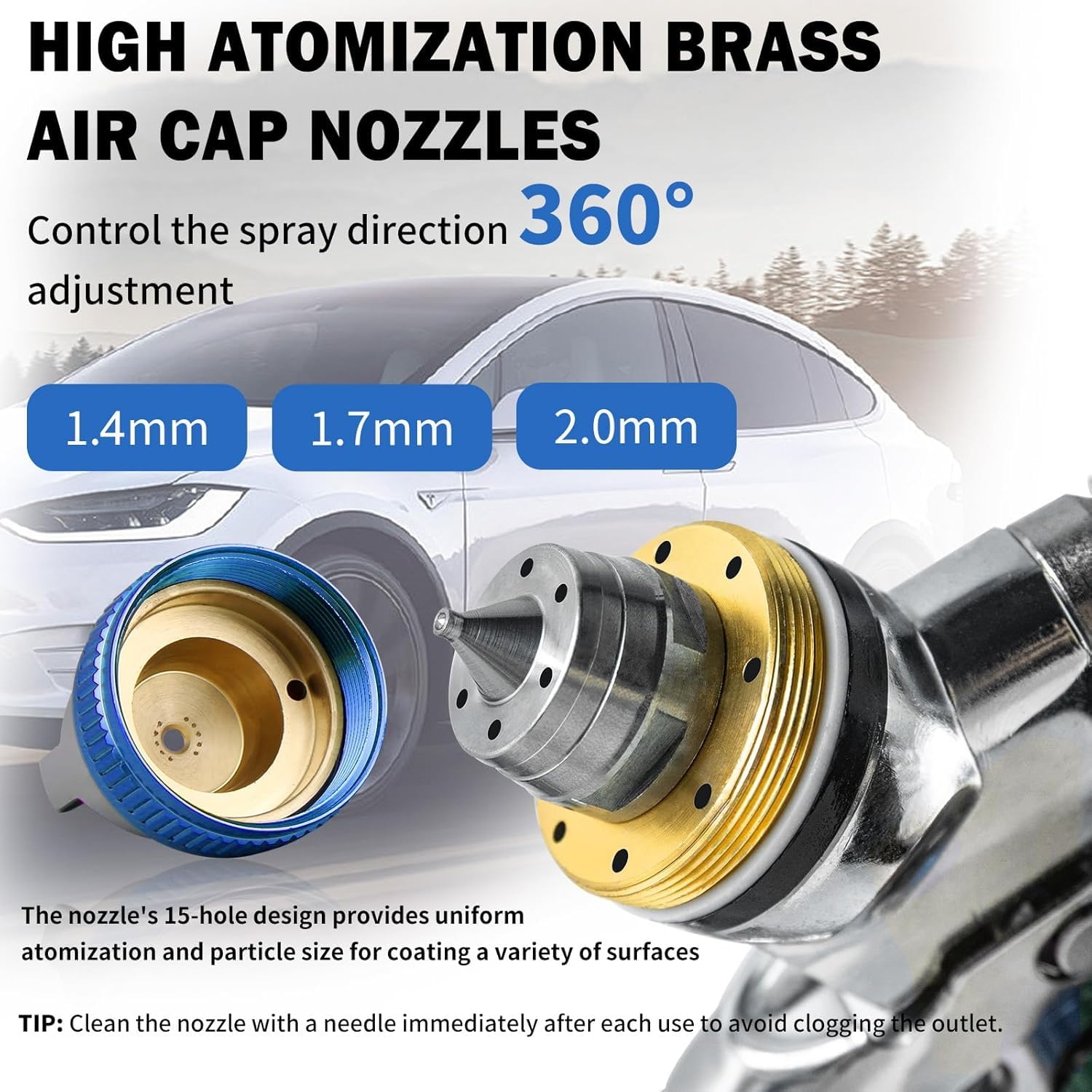 Pistolet natryskowy HVLP z dyszami 1,4/1,7/2,0 mm i regulatorem ciśnienia, pistolet do malowania 2008M z 10 kubkami i pokrywkami 650 cm³, opryskiwacz samochodowy do malowania DIY, samochodu
