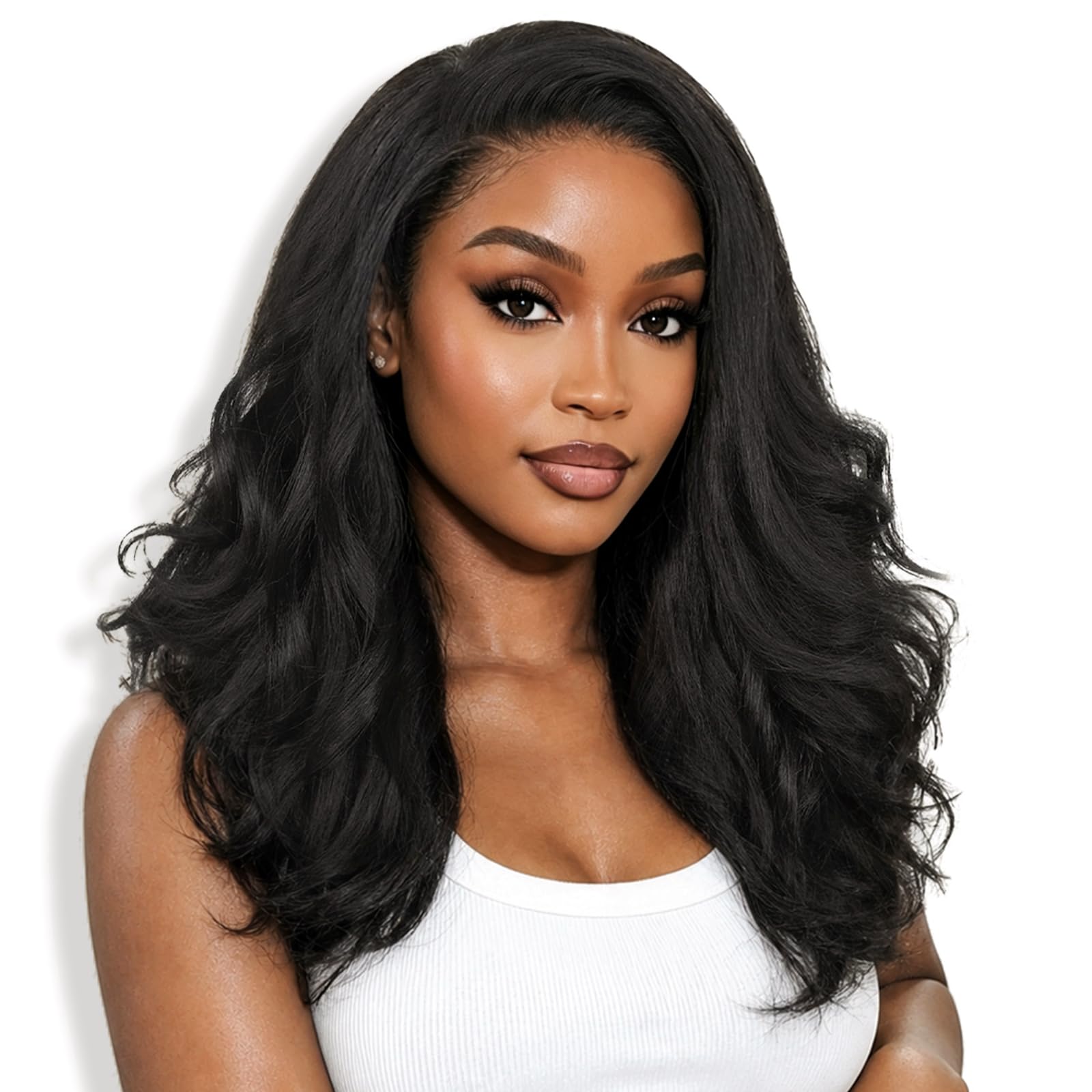 Photo 1 of FAVE 13x6 Synthetic Lace Front Wig Glueless HD Lace Slight Yaki Curly Wig