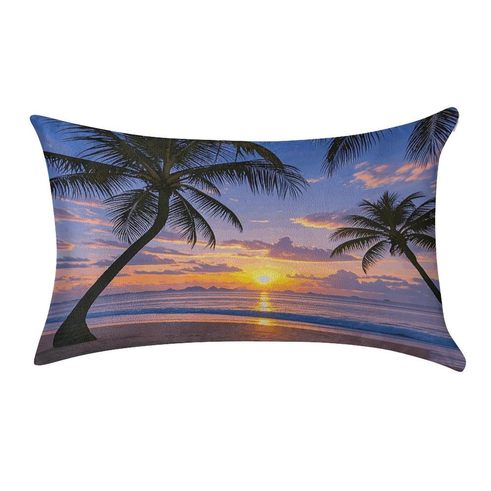 VstaDank Palm Tree Sunset Pillow Covers Rectangular Cushion Case Cozy Decorative Throw Pillowcase Luxury Lumbar Pillow Shells with Zipper Soft Velvet Pillows Shams 12 X 20 in