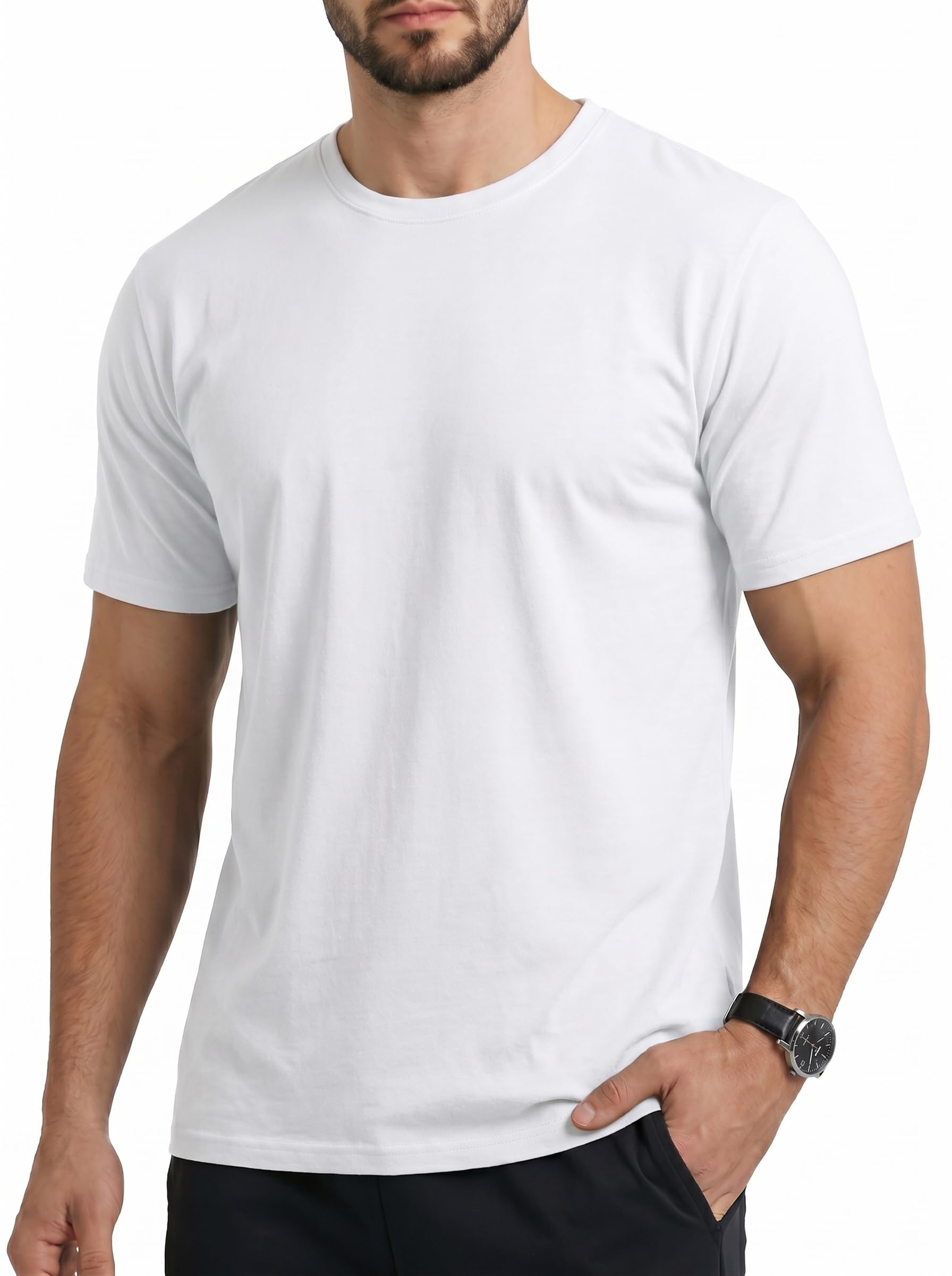Cavva UV Shirt Herren Sommer Kurzarm T Shirt UPF50+ Rundhals Funktionsshirt Bambus Freizeit Atmungsaktiv Oberteil