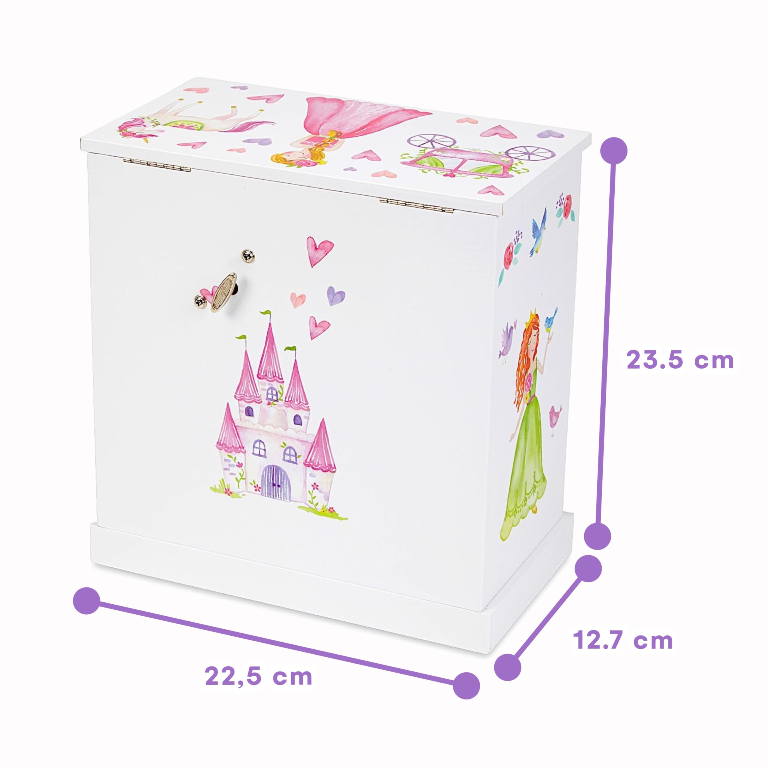 Jewelkeeper Portagioie con Cassetti - Scatola Musicale per Bambine con Melodia Della Fata Confetto - Design della Principessa delle Fate e dell'Unicorno - Regalo Ideale per Bambini - 24x20x24 cm