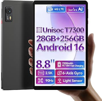 Android Tablet 8 inch 2560x1600 256GB +28GB UnisocT7300 4G LTE Gaming Table