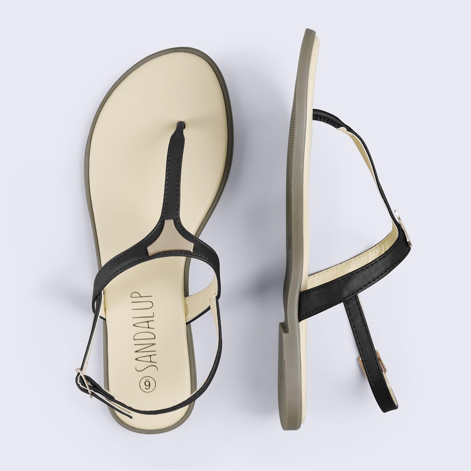 صندل های تخت صاف SANDALUP با زنان مثلث فلزی