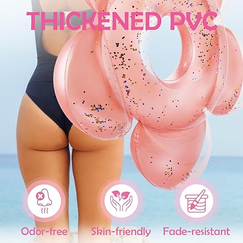 Miniatura 3 de HeySplash Anillos de natación inflables con purpurina, en forma de flor, para verano, para piscina, flotador, para diversión acuática, juguetes de