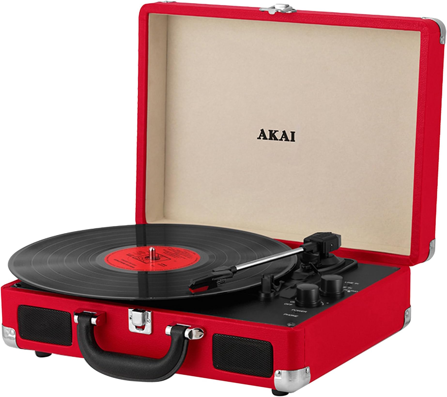 Akai A60011NR Bluetooth Rechargeable Vinyl Turntable Briefcase Style