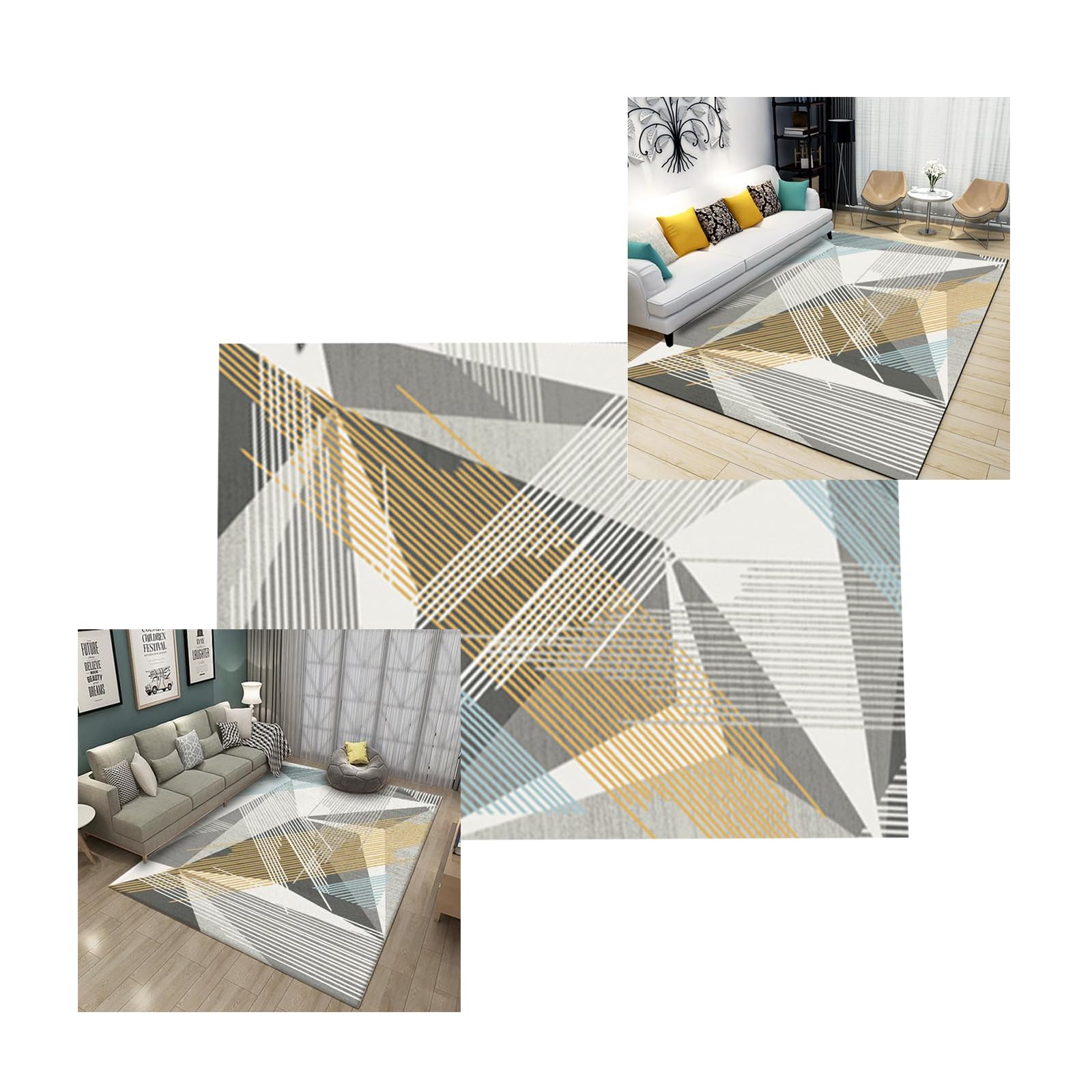 Tapis de Salon Scandinave, 180x250 cm, Poils de Cristal Doux, Antidérapant, Anti-Pelucheux, Multicolore, Rectangulaire