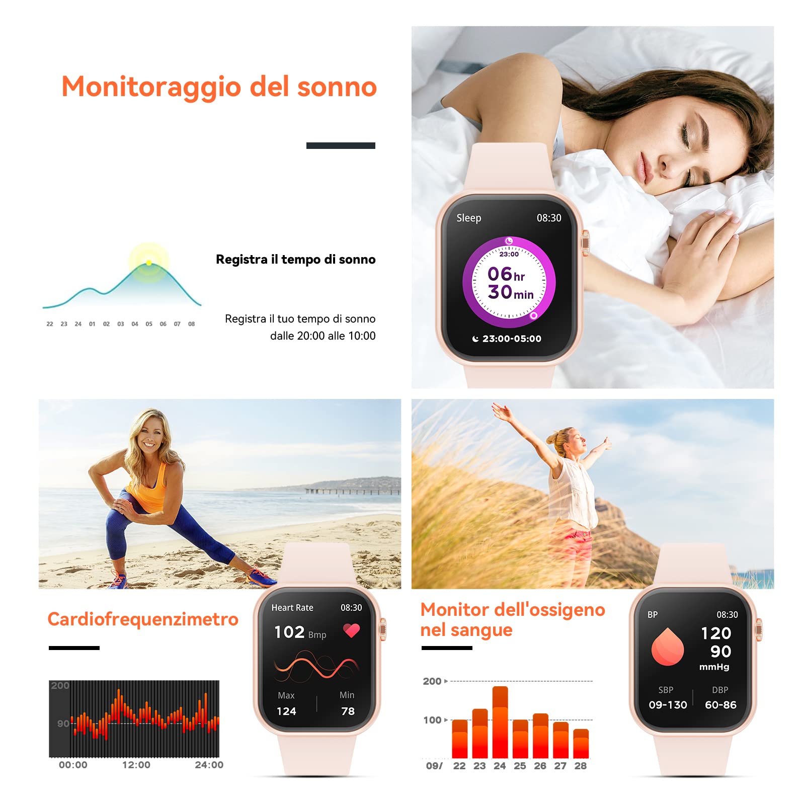 Hwagol 2023 Smartwatch Uomo Donna,1,85' Schermo Orologio Smartwatch con Chiamata Bluetooth e Risposta Vivavoce con Contapassi,Cardiofrequenzimetro da Polso,Orologio Fitness per Android iOS,Pink
