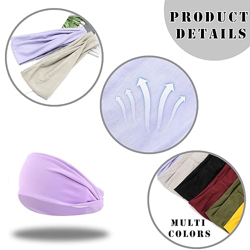 Miniatura 6 de FULZTEY Diademas bohemias con estampado africano, bandas anchas para la cabeza, turbante elástico, con estampado floral, bandanas antideslizantes