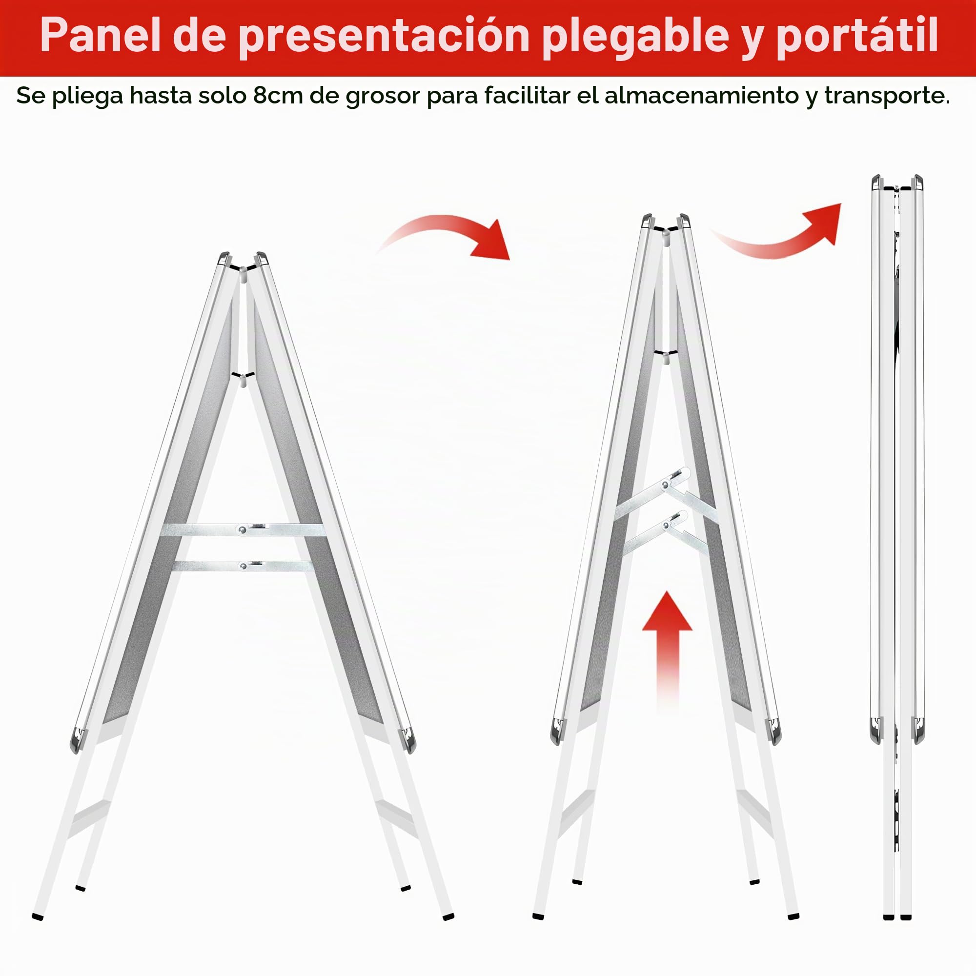 A Board Pavement Sign Frame - A2 tablero del pavimento de doble cara con aluminio Snap Frame Sign Stand para al aire libre Heavy Duty Cartel Menú Stand Publicidad Display Stand, Plata