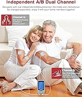 Vista 2 de TENKER Estimulador muscular EMS TENS, 24 modos, masajeador electrónico de pulso de doble canal para alivio del dolor/manejo y fuerza muscular