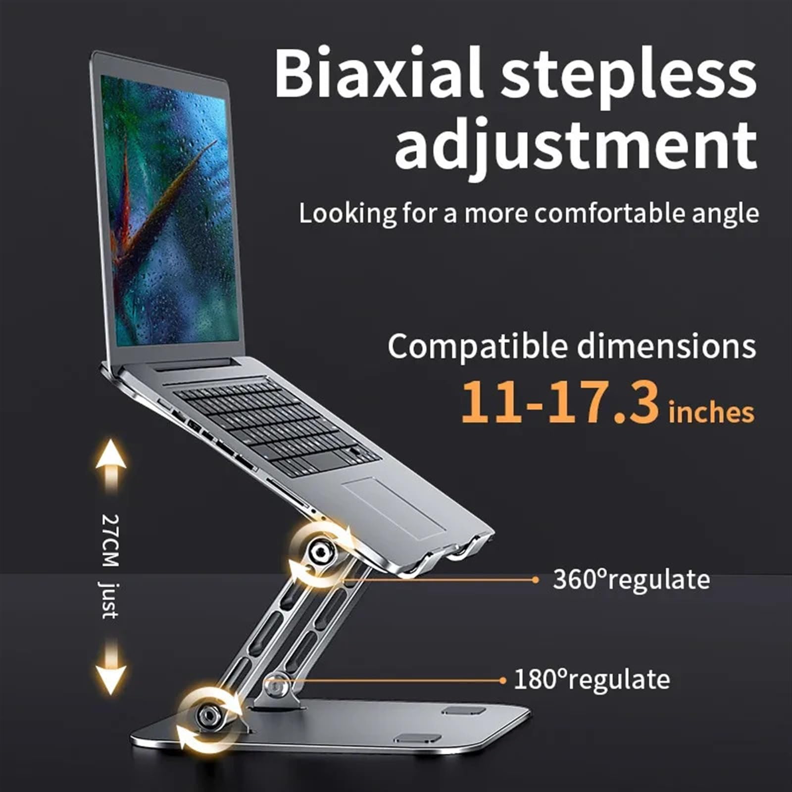 Supporto per Laptop per scrivania, Supporto for Laptop Supporto for Tablet e Telefono Supporto Regolabile in Lega di Alluminio for Laptop