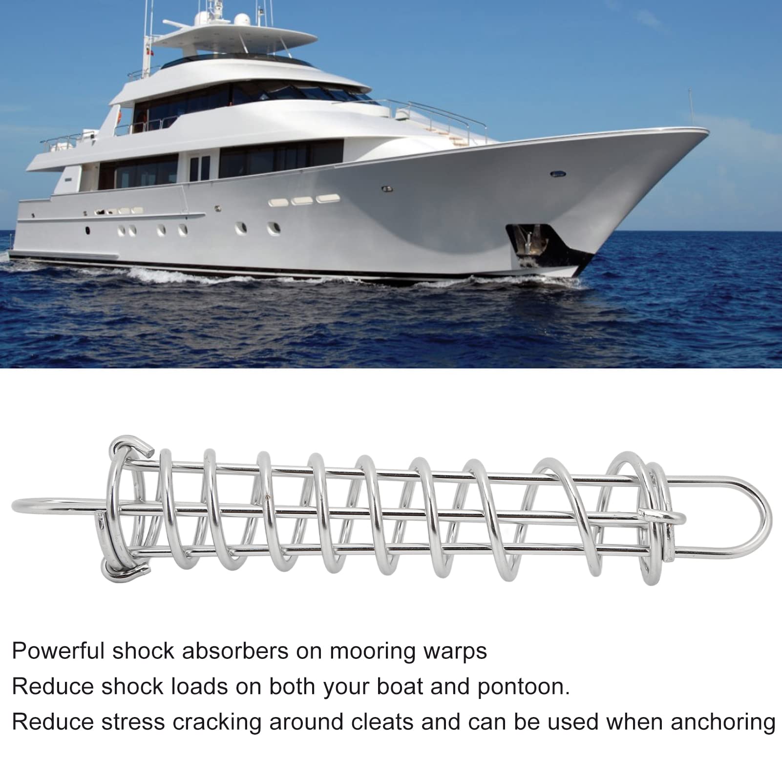Molla di ormeggio in Acciaio Inossidabile Ammortizzante Hardware Marino per attracco di Barche Yacht Park Protezione Anti-Cracking del Ponte Acciaio Inossidabile 304 Diametro 6 mm