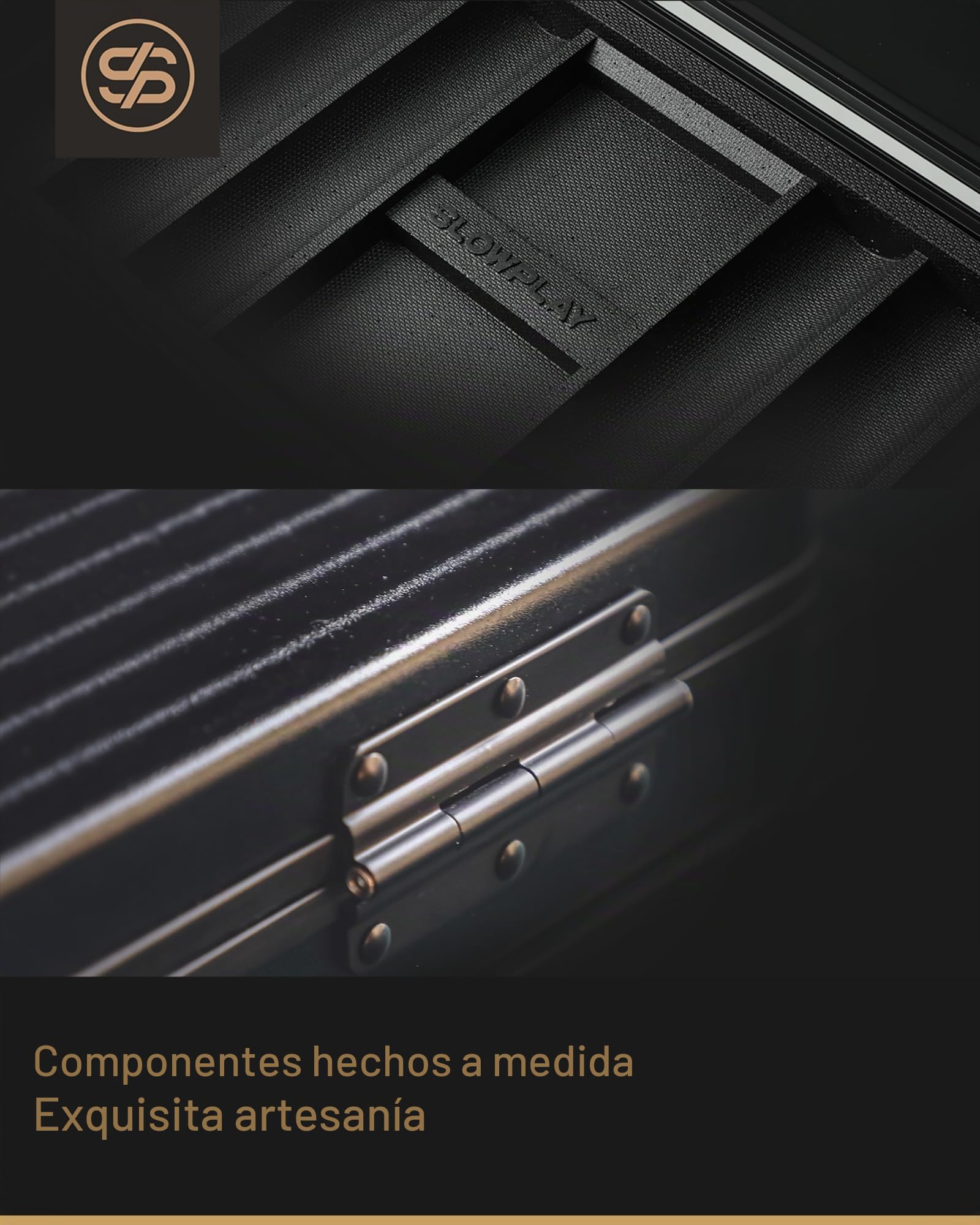 SLOWPLAY Custodia per Fiches da Poker Texas Hold’em, Estuche de Transporte de Gama Alta con diseño Interior de Cuero y Carcasa de policarbonato alemán, súper portátil y Resistente (500)