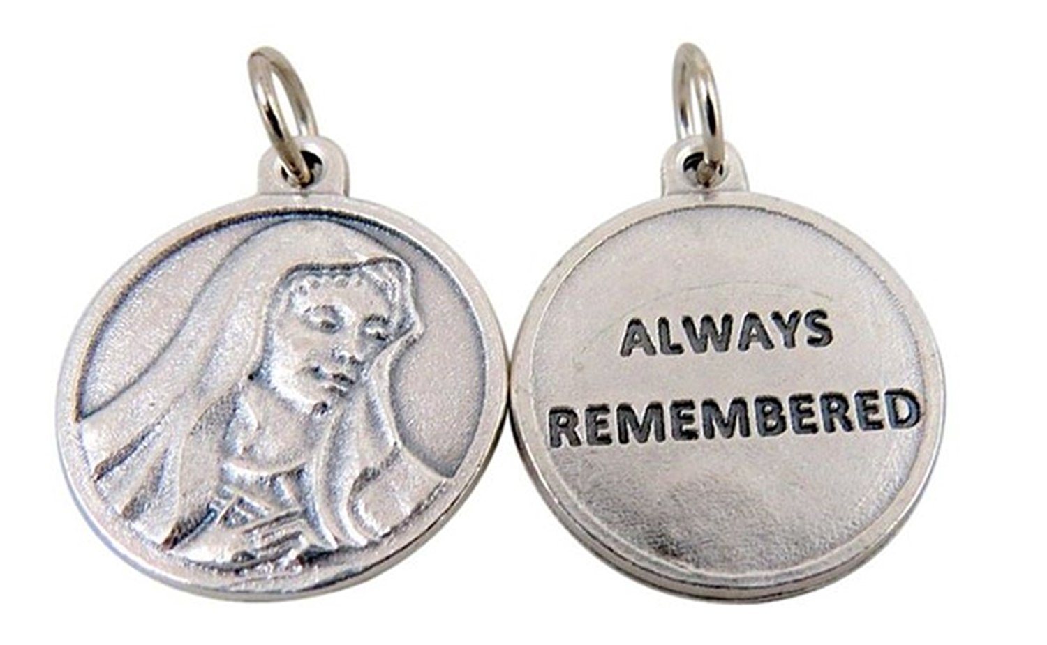 Religious Gifts Silver Toned Base Catholic Saint Medal with Prayer Protection Pendant, 3/4 Inch