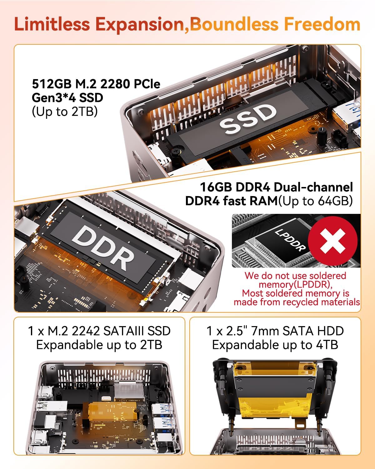 GEEKOM A5 2026 Mini PC, AMD Ryzen 7 5825U (Beats 3500U/4300U), 16GB High-Speed RAM, 512GB SSD, Mini Desktop Computer with Quad 8K Display, Wi-Fi 6, BT 5.2, Windows 11 Pro, Gaming, Graphic Design - Image 4