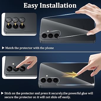 [2+1 Pack] For Samsung Galaxy S26 Back Glass Protector + Camera Lens Protector, 9H Hardness Anti-Scratch Rear protector, Easy Install, HD Clear Metal Lens Cover for Galaxy S26-Black