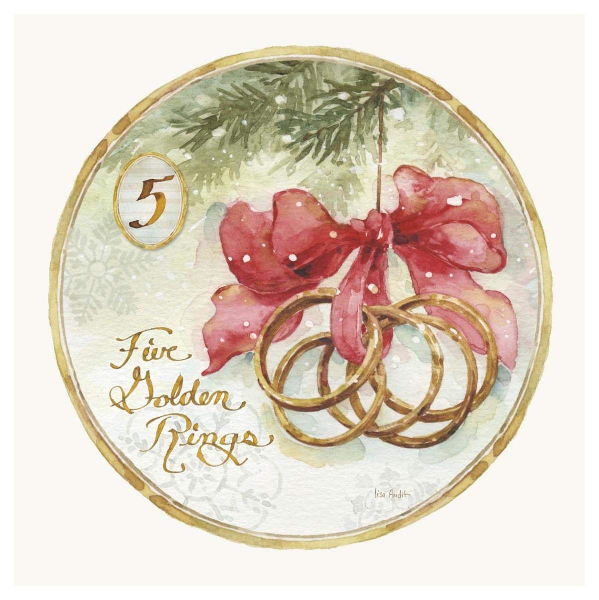 12 jours de Noël V rond – Art papier 106,7 x 106,7 cm