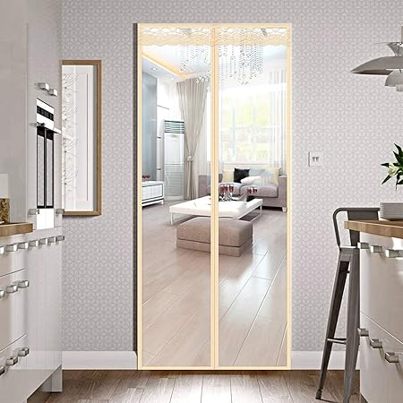 Magnetic Thermal Insulated Door Curtain 48 X80 Magnet Patio Door Cover Auto Closer Fits Doors Up To 46 X79 To Keep Warm In Winter Cool In Summer For Air Conditioner Heater Room Home Kitchen