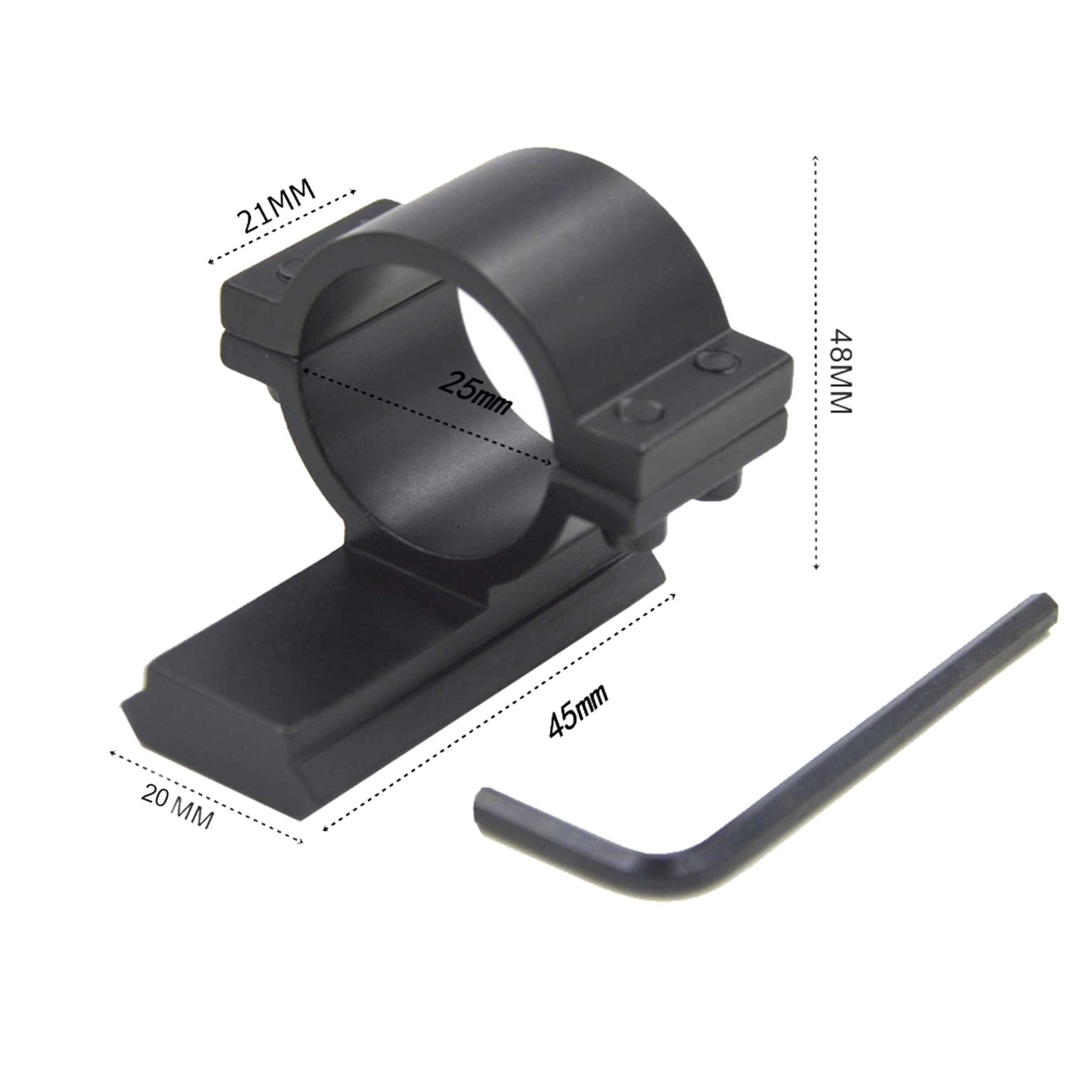 Rail Picatinny Anillo 25mm para Airsoft Rifle con Riel 20mm Tactico de Montaje Tubo Handguard para Armas Weaver Riser Keymod Adaptador Soporte Miras Telescopicas con Carril
