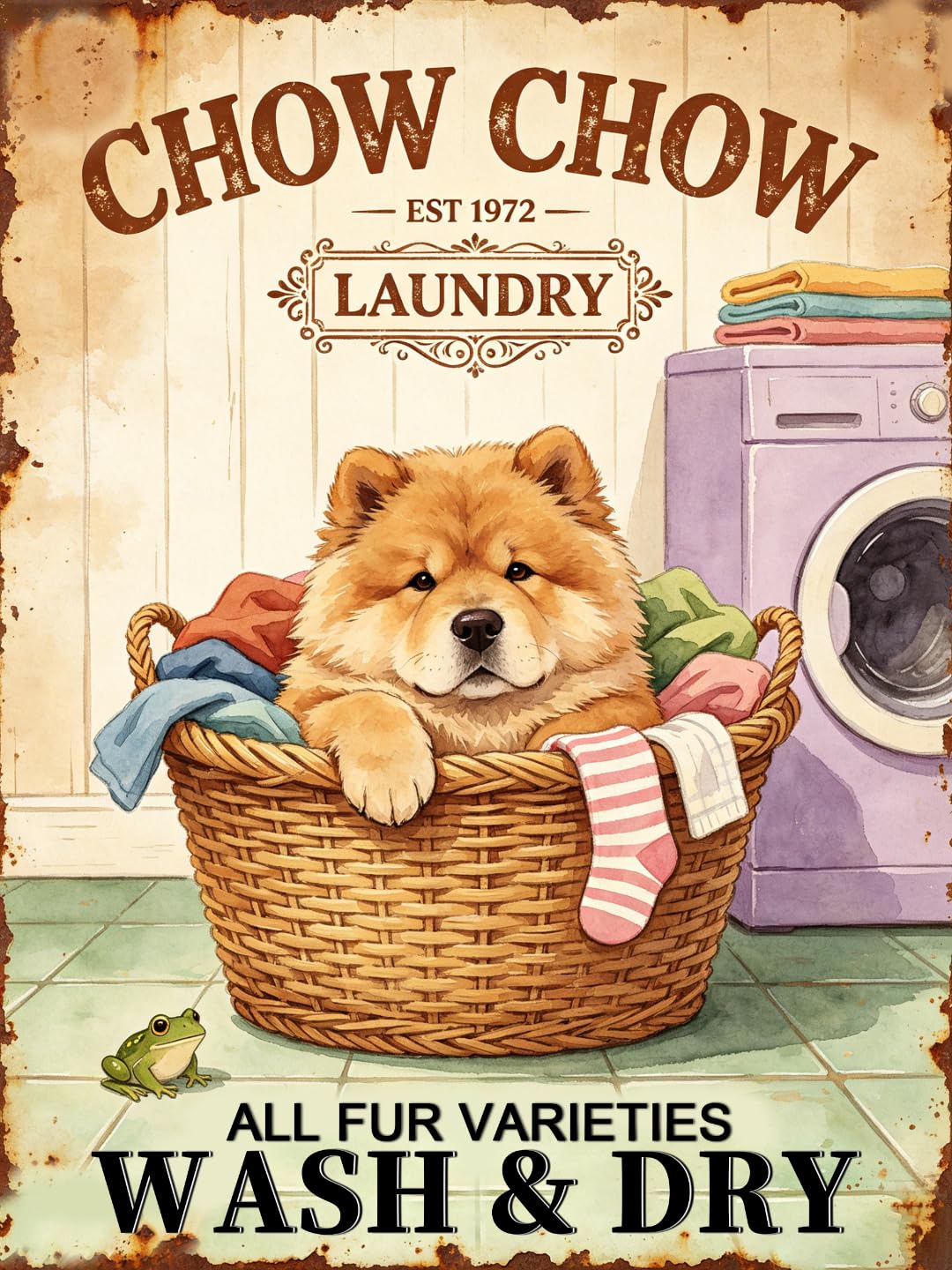 Vintage Chow Chow Laundry Tin Sign 30x43cm