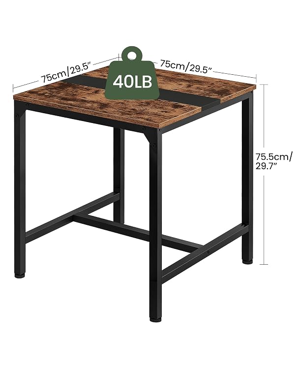 CHOEZON Kitchen Dining Table, 75 cm Dining Table, Small Dining Tables, Writing Desk, Coffee Tables, for Restaurant, Living Room, Apartment, Rustic Brown and Black TCZ02BF by CHOEZON - Used condition - Image 4