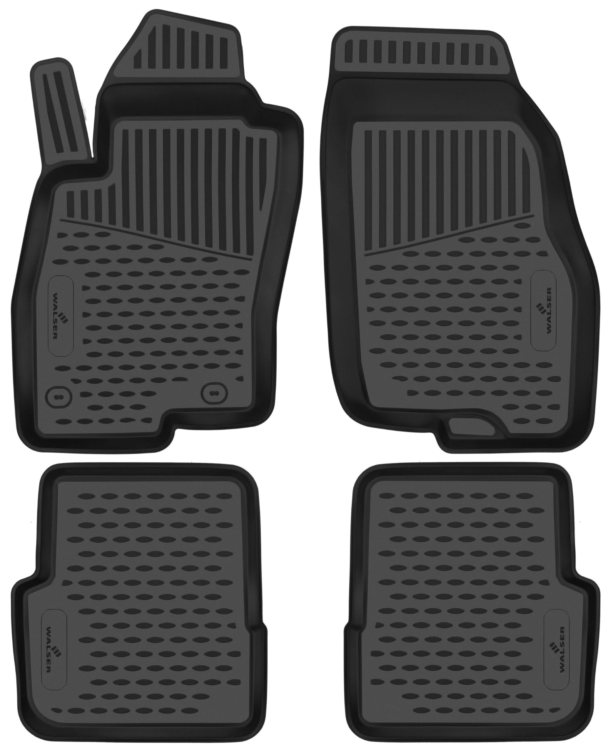 Walser XTR Gummi Fussmatten Auto für FIAT Punto (199) 01/2012-2017, 100% passgenaue Auto Fußmatten, robuste Universal Fußmatte Auto, Gummimatten Auto, Auto Fussmatten Gummi