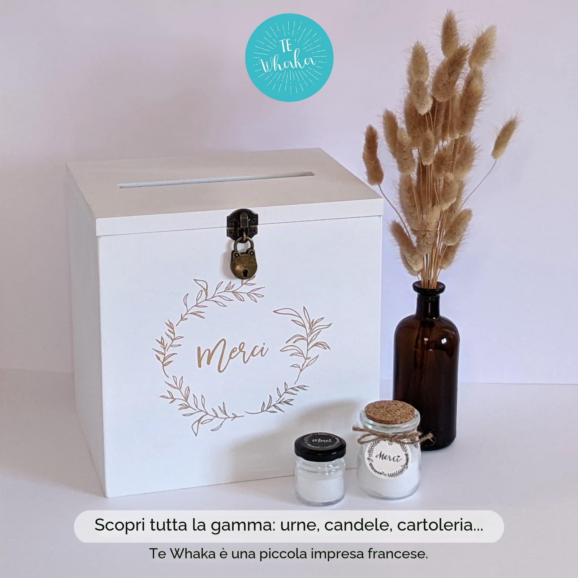 Candele profumate - Lotto da 24 pezzi di candele MERCI - Cera di soia naturale | Piccolo regalo per invitati a matrimoni, battesimi, compleanni, candela di Natale, regalo per tate - Alternativa alle
