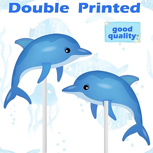 Miniatura 4 de 36 piezas de decoración para cupcakes de animales marinos del océano con criaturas para tartas para decoración de fiesta de cumpleaños con temática