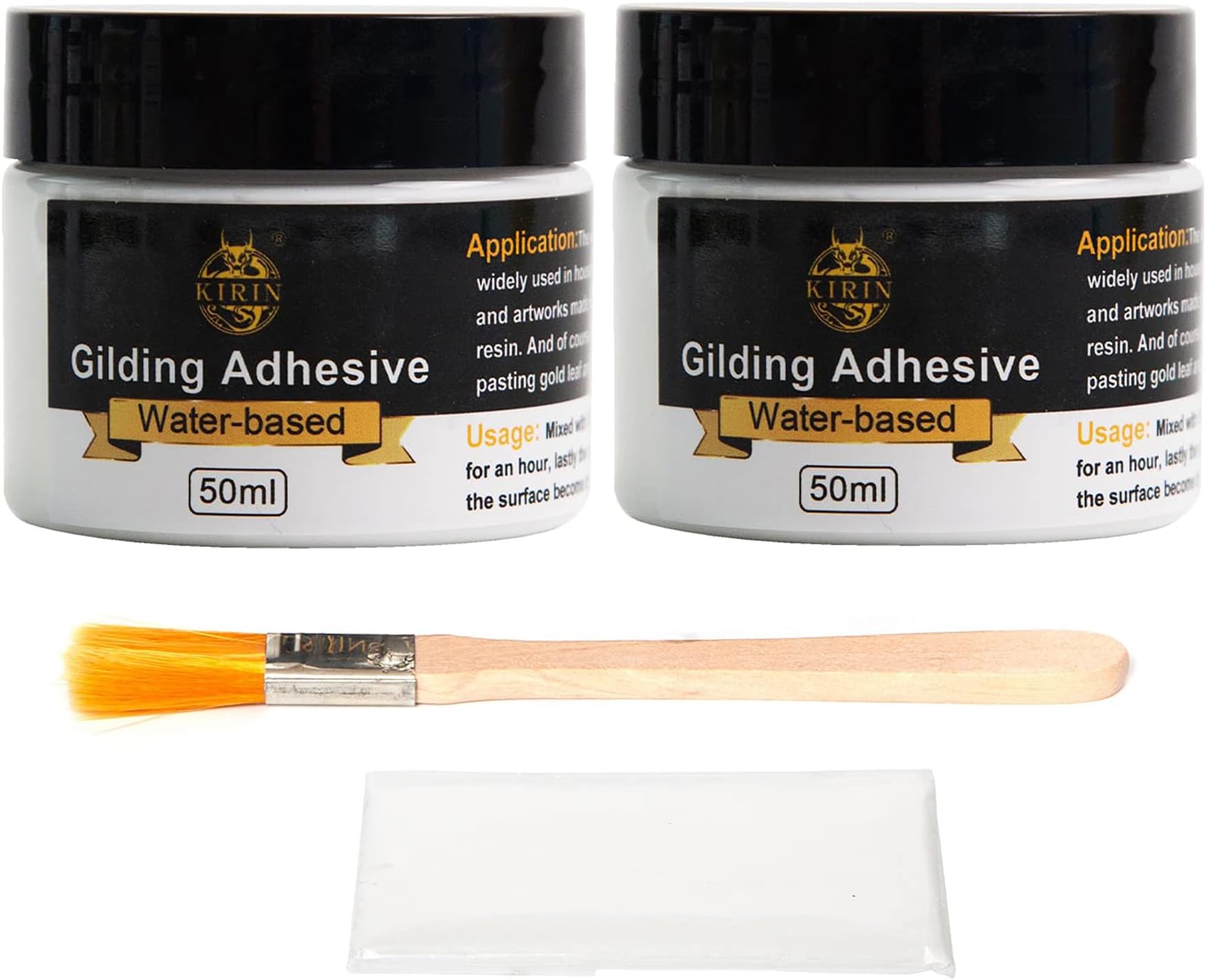 Gilding Adhesive Set,100ml Gold Leaf Metal Adhesive for Craft, Arts, Gold leaf, Wood Use - Water Based…
