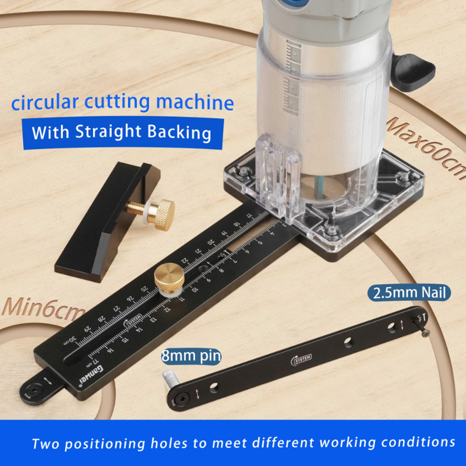 Maschera per Fresa Circolare, Base per Fresatrice per Legno CNC Perno 8 Mm Fori per Chiodi 2,5 Mm Base per Scanalatura Circolare per Fresatura per Fresatrice per Legno con