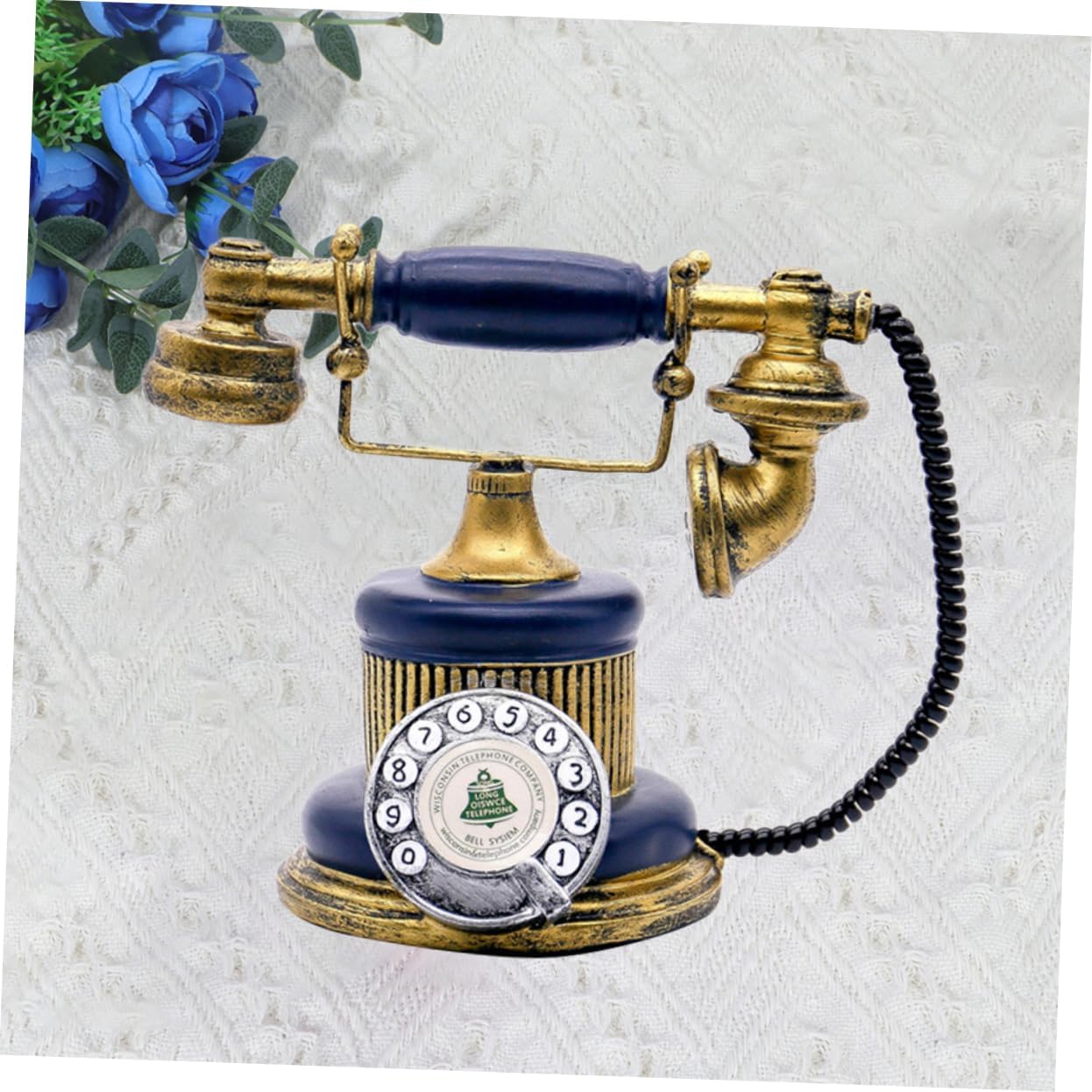 NOLITOY Vintage Telephone Creative Tabletop Adornment Resin Craft Retro Decorative Phone Home Decor Ornament