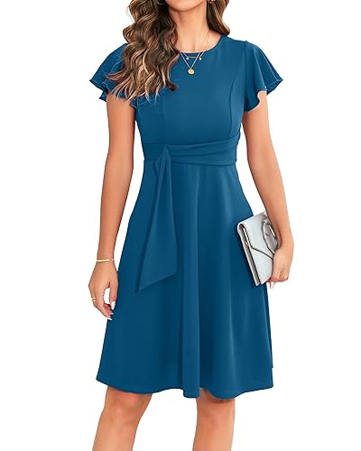 OWIN Womens 2026 Elegant Ruffle Sleeve Flared A Line Swing