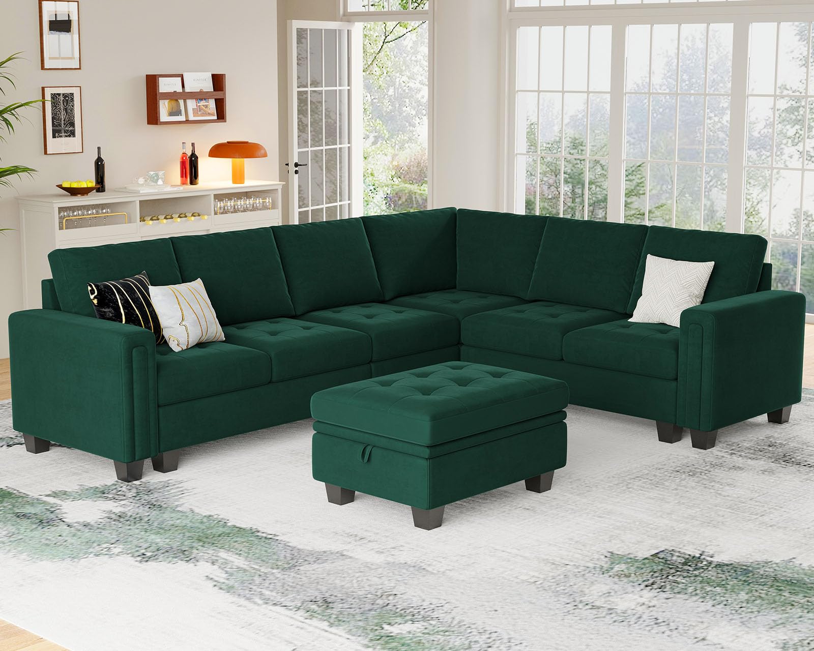 Buy Belffin Velvet L Shaped Sofa Couch with Reversible Chaise