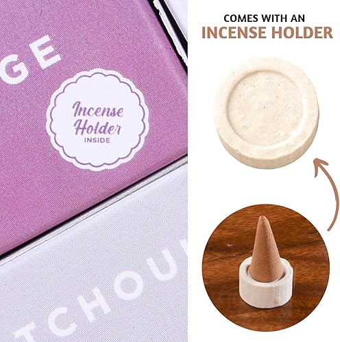 Miniatura 3 de Folkulture Conos de incienso perfumados Juego de 6 fragancias (120 conos) con soporte para conos de incienso para relajación Romero jazmín,