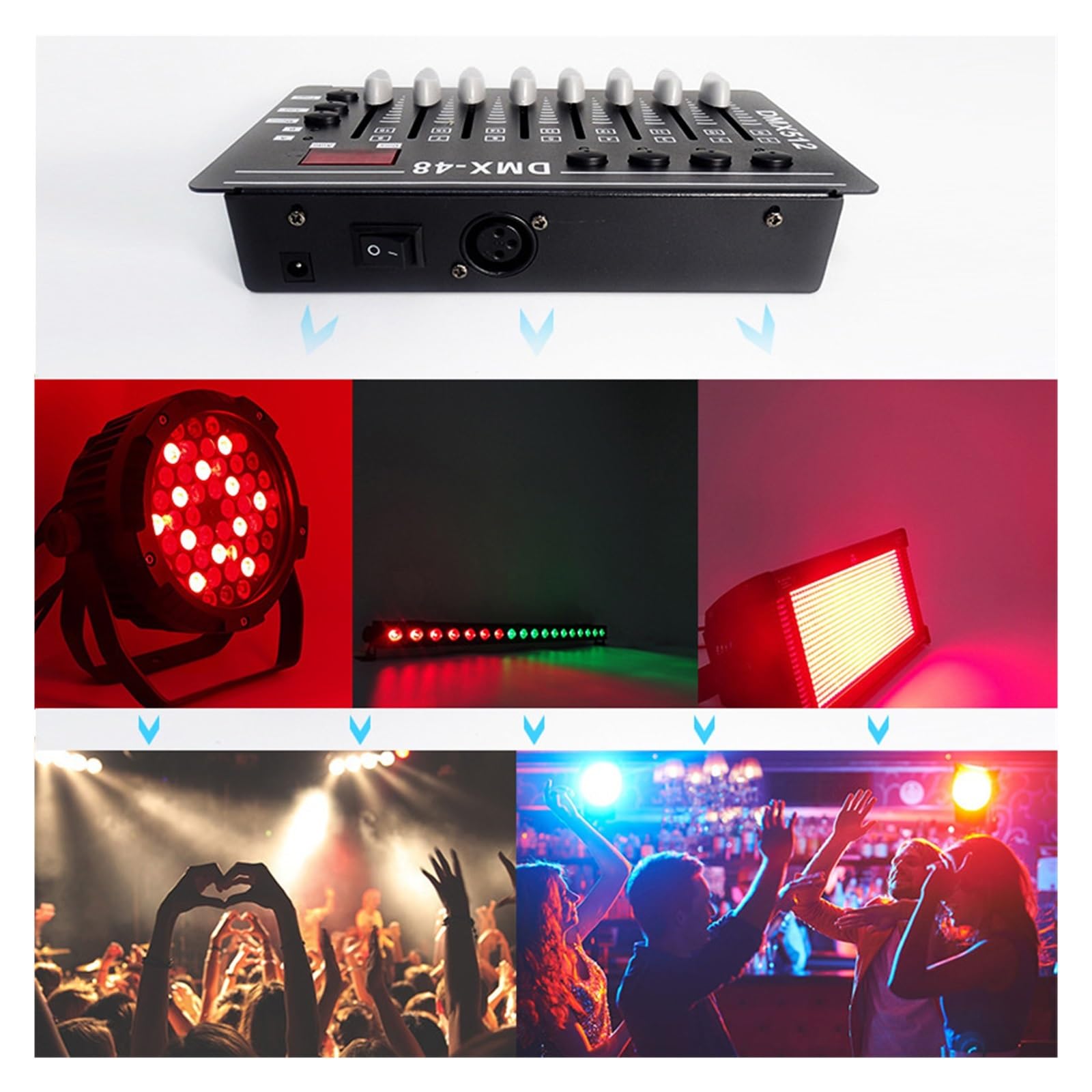 Contrôleur DMX, Contrôleur DMX 512 portable, mini console DJ, équipement d'éclaira de scène 48 canaux for DJ e, spectacle, discothèque, maria, production d'événements