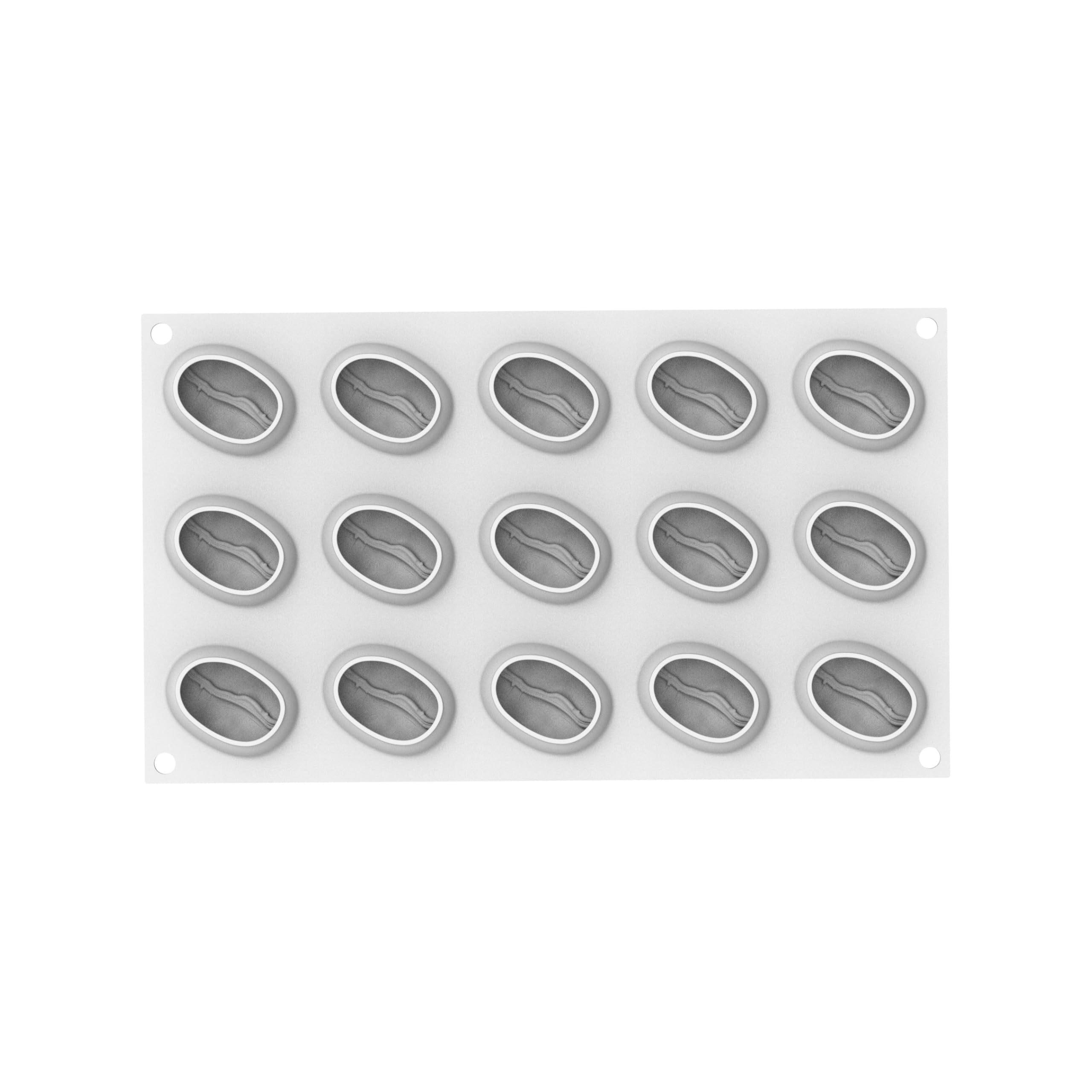 silikomart Moule en silicone café 30 accessoires professionnels pour cuisine et pâtisserie avec cutter ABS, 15 cavités de 30 ml, forme grain de café