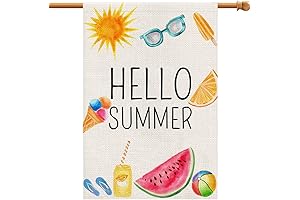 Hello Summer House Flag 28 x 40, Eye-Catching Double-Sided Flags for Outdoor Décor