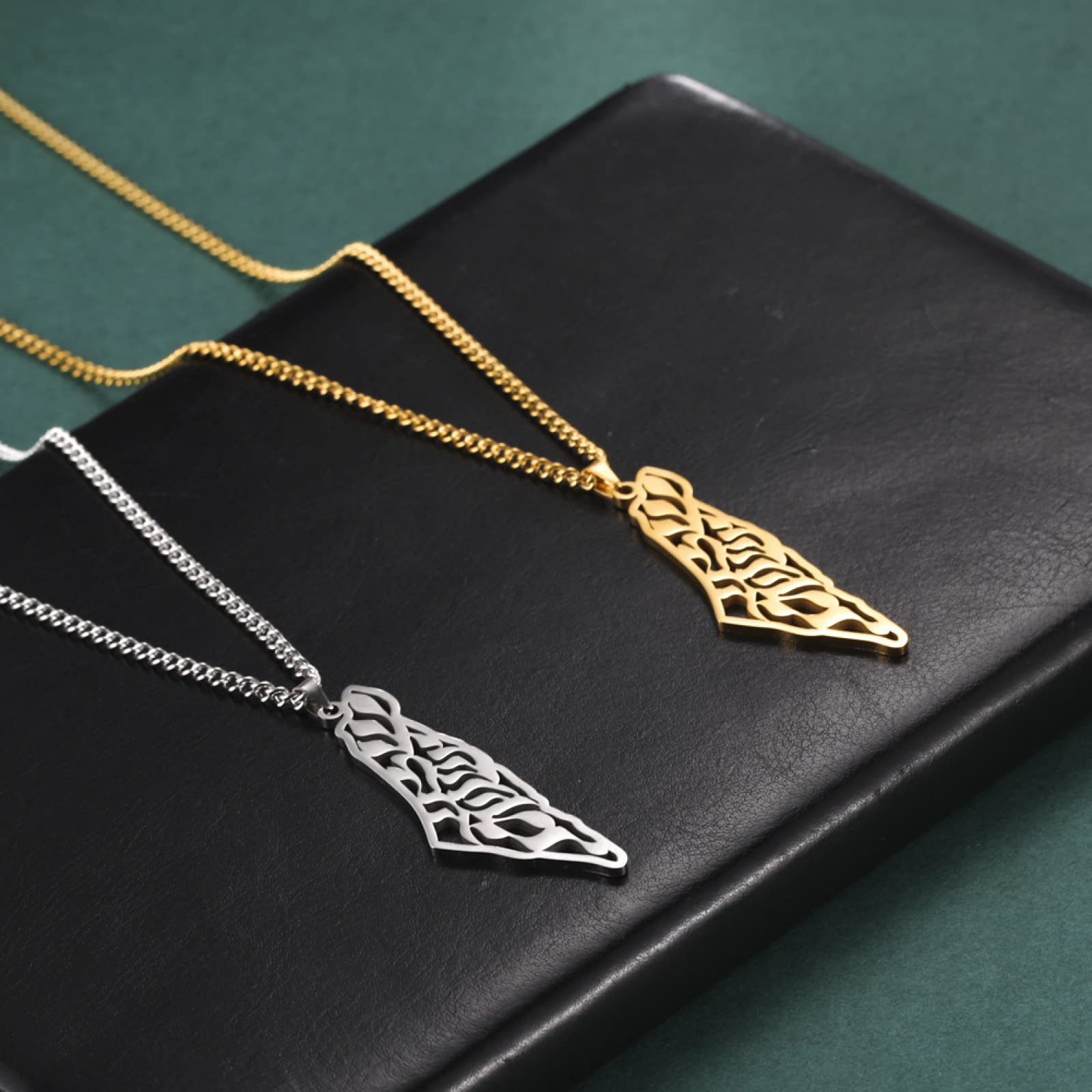 925 Sterling Silber Palästina Halskette - Kartenanhänger Für Männer Und Frauen